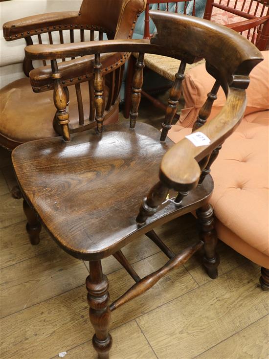 A Victorian smokers bow chair